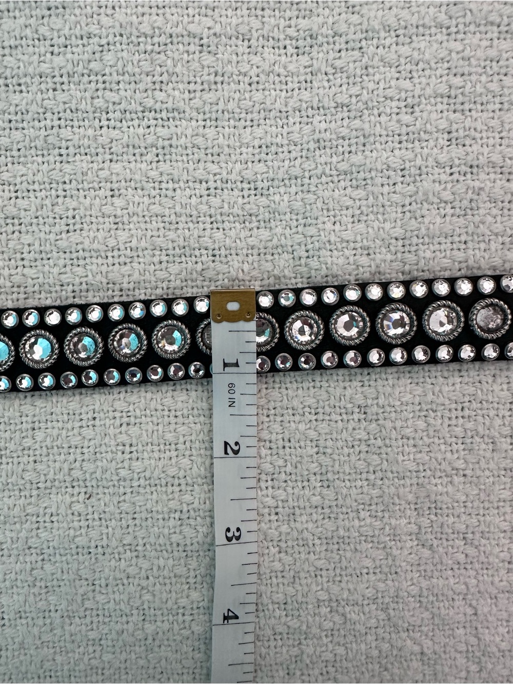 Kippy’s Crystal Rhinestone Western Leather Belt Black Silver Size 36 - Picture 5 of 8